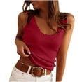 thumbnail image 1 of Annhoo Summer Tank Tops for Women Cotton Crew Neck Lace Ribbed Knit Sleeveless Shirts Casual Comfy Holiday Blouses, 1 of 9