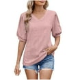 thumbnail image 1 of Annhoo Summer Tops for Women Eyelet Crew Neck Puff Sleeve Blouses Casual Trendy Solid Going out Shirts, 1 of 8