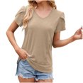 thumbnail image 1 of Annhoo Summer Tops for Women Trendy V Neck Button Petal Sleeve Shirts Casual Going out Loose Blouses, 1 of 5