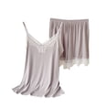 thumbnail image 1 of Annhoo Summer Womens Cami Pajama Sets Lace Trim Outfits Casual Sleeveless Shirts and Elastic Waist Shorts Sets Loungewear, 1 of 4