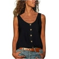 thumbnail image 1 of Annhoo Summer Womens Tank Tops Sleeveless Button down V Neck Tops Casual Solid Color Basic Blouse Tee with Pockets, 1 of 6