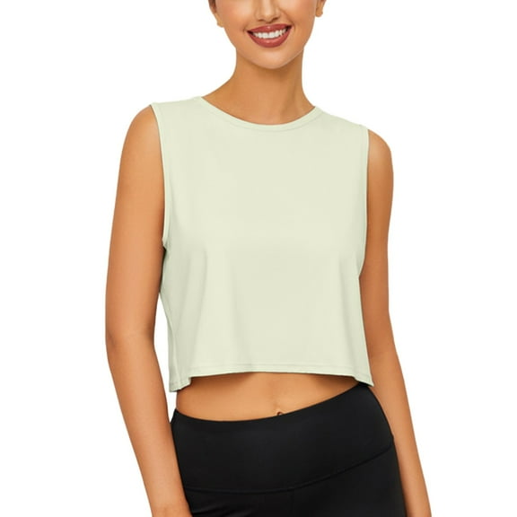 Annhoo Summer Workout Tops for Women Quick Dry Sleeveless Yoga Sport Tank Crew Neck Trendy Blouse Casual Solid Color Shirts