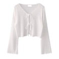 thumbnail image 1 of Annhoo Sun-Protection Tops for Women Solid Color V Neck Drawstring Lightweight Long Sleeve Shirts Casual Clothes, 1 of 3