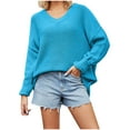 thumbnail image 1 of Annhoo Sweater for Women Casual Long Sleeve V Neck Knitted Tops Fall Winter Loose Comfort Pullover Sweater Tops, 1 of 7