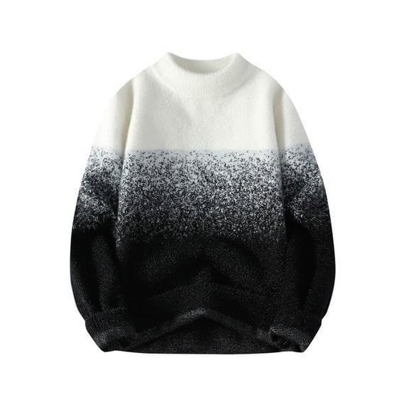 Annhoo Sweaters for Men Gradient Color Trendy Crew Neck Long Sleeve Tops Loose Fall Knit Shirts Comfy Outdoor Pullover