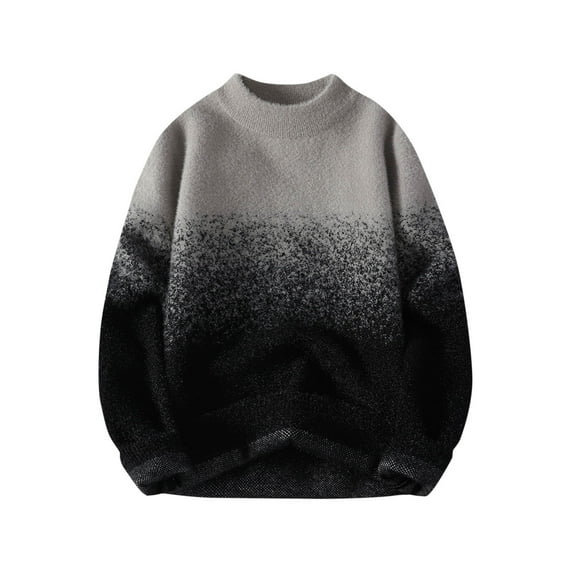 Annhoo Sweaters for Men Gradient Color Trendy Crew Neck Long Sleeve Tops Loose Fall Knit Shirts Comfy Outdoor Pullover