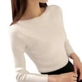thumbnail image 1 of Annhoo Sweaters for Women Slim Long Sleeve Round Neck Knitted Undershirts Fall Winter Comfy Soft Pullover Shirts, 1 of 4