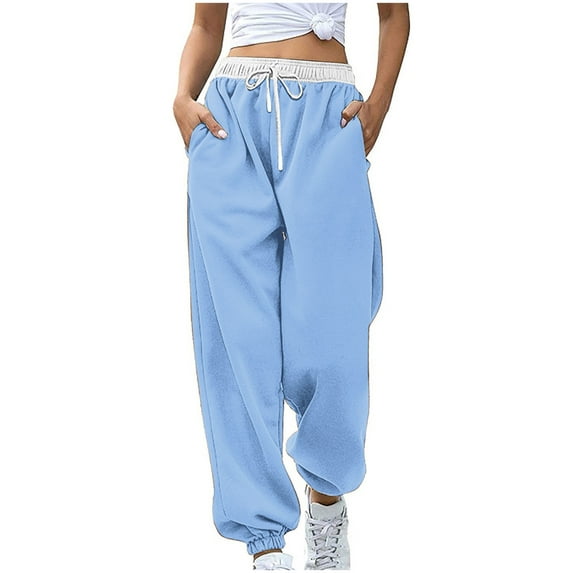 Annhoo Sweatpants Women Casual High Waist Color Block Jogger Pants with Pockets Workout Running Activewear