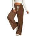 thumbnail image 1 of Annhoo Sweatpants for Women Corduroy Wide Leg Drawstring Soft Elastic Waist Casual Pants Work Loose Baggy Trousers with Pockets, 1 of 6