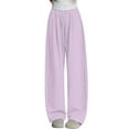 thumbnail image 1 of Annhoo Sweatpants for Women Wide Leg High Waisted Baggy Solid Color Quick Dry Pants with Drawstring Fashion Clothes, 1 of 9