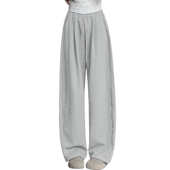 Annhoo Sweatpants for Women Wide Leg High Waisted Baggy Solid Color Quick Dry Pants with Drawstring Fashion Clothes