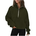 thumbnail image 1 of Annhoo Sweatshirt for Women Long Sleeve Half Zipper Collared Tops Baggy Comfy Knitted Clothes with Pocket, 1 of 4