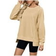 thumbnail image 1 of Annhoo Sweatshirt for Womens Front Low High Back Side Split Pullover Crew Neck Cute Long Sleeve Tops Trendy Comfy Shirts, 1 of 8