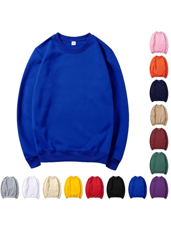 Sweatshirts for Men Crew Neck Long Sleeve Fall Winter Casual Pullover Basic Solid Color Outdoor Workout Top