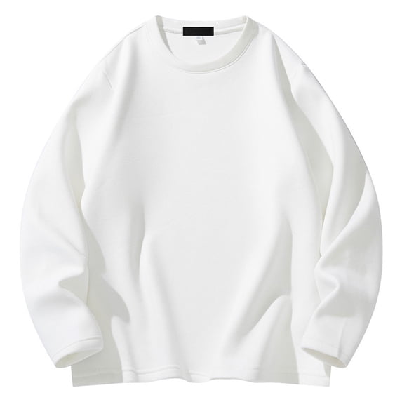 Annhoo Sweatshirts for Men Oversized Pullover Crewneck Solid Color Long Sleeve Shirts Spring Clothes