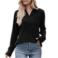 thumbnail image 1 of Annhoo T Shirts for Women V Neck Button Long Sleeve Collared T Shirts Fall Business Ofice Lounge Blouses, 1 of 7