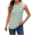 thumbnail image 1 of Annhoo Tank Tops for Women Striped Lace Crew Neck Sleeveless Shirts Summer Trendy Casual Loose Blouses, 1 of 5