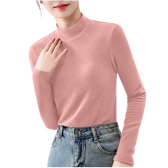 Annhoo Thermal Shirts for Women Fall Winter Mock Neck Long Sleeve Base Layer Tops Ladies Cozy Soft Undershirts