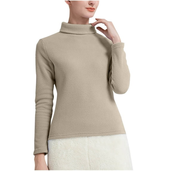 Annhoo Thermal Shirts for Women Turtleneck Long Sleeve Fleece Base Layer Top Fall Winter Comfy Warm Undershirts
