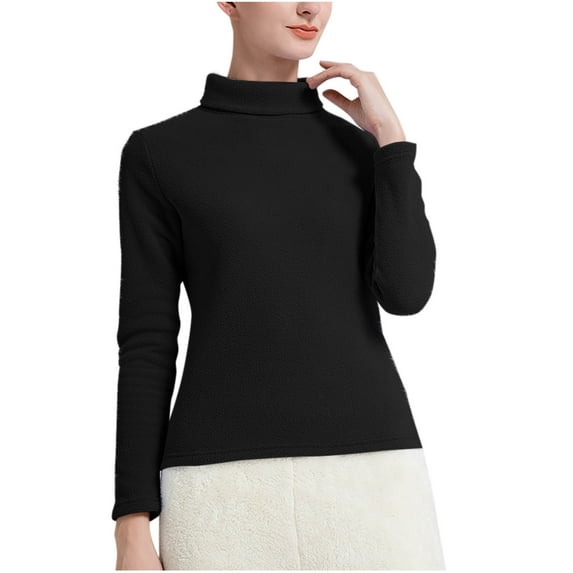 Annhoo Thermal Shirts for Women Turtleneck Long Sleeve Fleece Base Layer Top Fall Winter Comfy Warm Undershirts