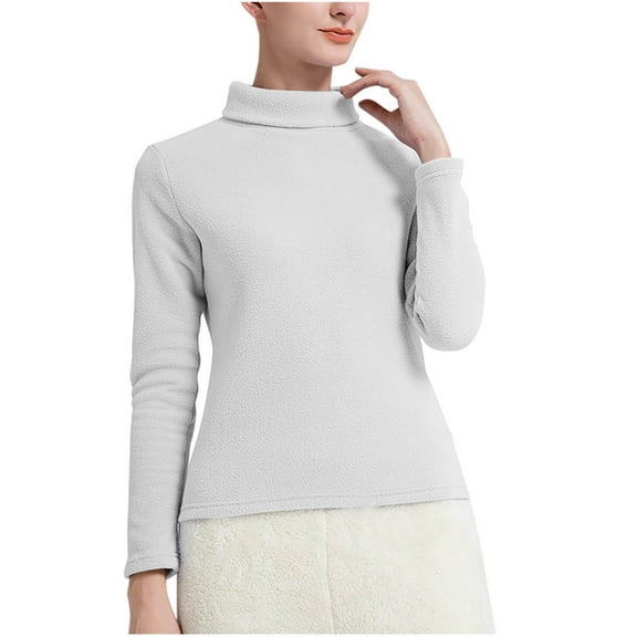 Annhoo Thermal Shirts for Women Turtleneck Long Sleeve Fleece Base Layer Top Fall Winter Comfy Warm Undershirts