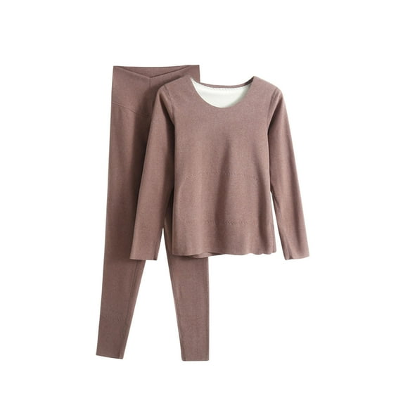 Annhoo Thermal Underwear Set for Women 2 Piece Fall Winter Long Sleeve Crewneck Base Layer Tops and Leggings