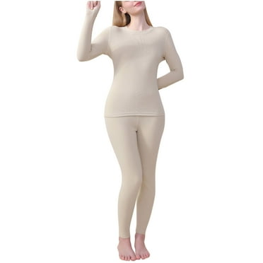 Annhoo Thermal Underwear for Women Fall Winter Fleece Warm Nightwear Sets Cozy Long Sleeve Mock Neck Sleepwear Bottomings