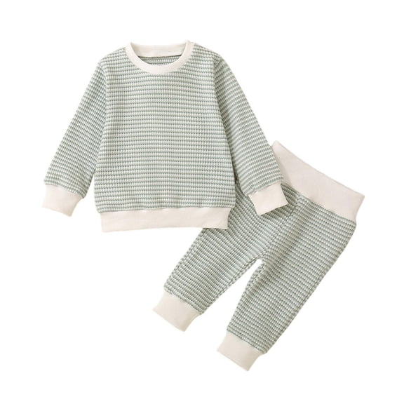 Annhoo Toddler Baby Girl Outfits Fall Winter Striped Sets Long Sleeve T Shirts with Pants Infant Color Block Clothes