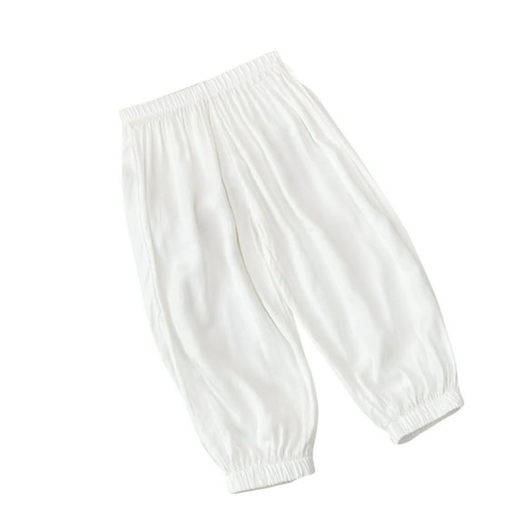 Annhoo Toddler Boys Girls Cotton Pants Basic Solid Color Elastic Waist Full Length Pants Kids Casual Trousers