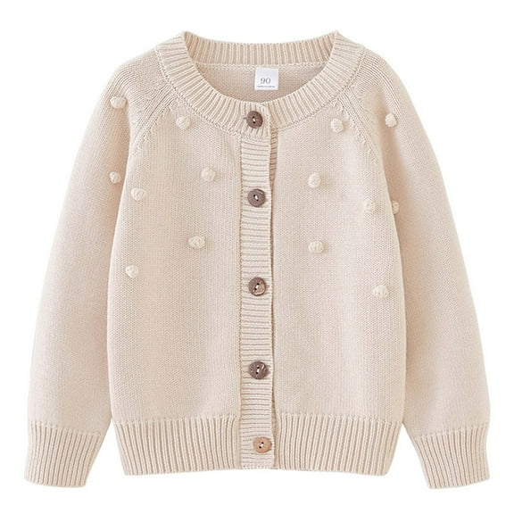 Annhoo Toddler Boys Girls Knit Cardigan Sweaters Button Front Long Sleeved Knitwear Comfy Solid Basic Outwear
