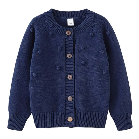 Annhoo Toddler Boys Girls Knit Cardigan Sweaters Button Front Long Sleeved Knitwear Comfy Solid Basic Outwear