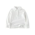 thumbnail image 1 of Annhoo Toddler Boys Girls Long Sleeve Shirts Fall Casual Button Front Lapel Cotton Tops Comfy Solid Uniform Blouses, 1 of 5