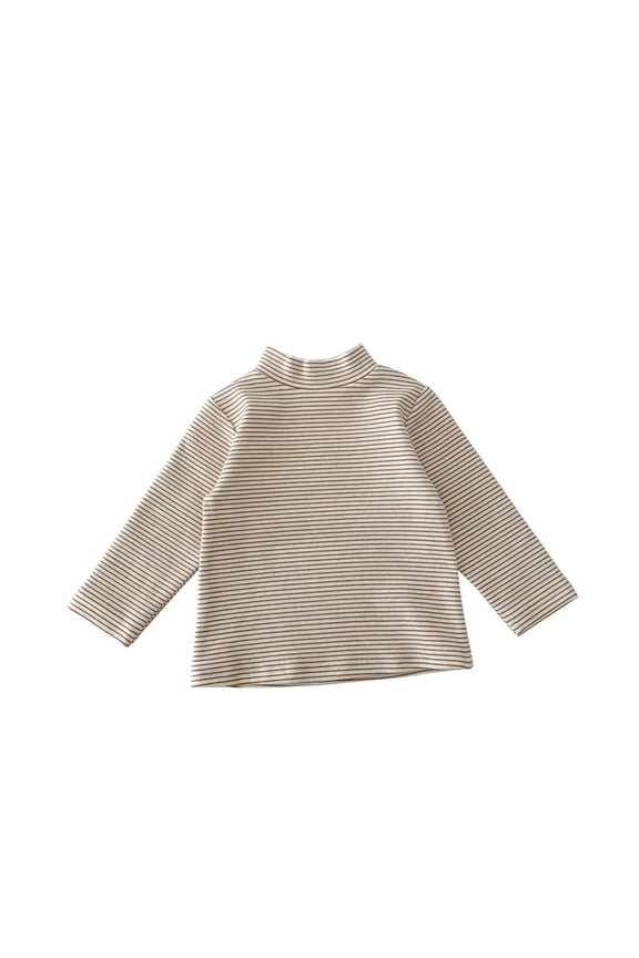 Toddler Boys Girls Striped Shirts High Neck Long Sleeve Cotton Tops Infant Fall Casual Comfy Undershirts