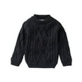 thumbnail image 1 of Annhoo Toddler Boys Girls Sweaters Winter Fleece Lined Warm Knit Tops Casual Long Sleeve Crewneck Pullovers, 1 of 4