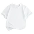 thumbnail image 1 of Annhoo Kids T-Shirts Short Sleeve Crewneck Pullover Solid Color Loose Casual Blouse Cute Casual Clothes, 1 of 3