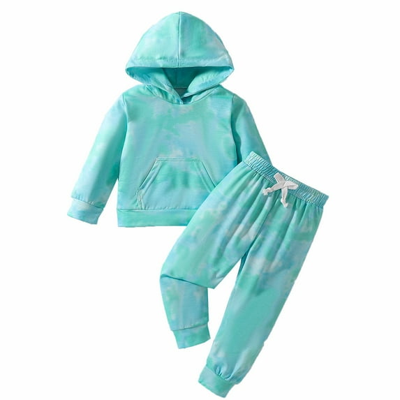 Annhoo Toddler Boys Girls Tie Dye Sweatsuits 2piece Cotton Outfits Long Sleeve Hoodies and Sweatpants Children's Sets