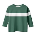 thumbnail image 1 of Annhoo Toddler Boys Girls Tops Crewneck Block Color Pullover Spring Summer 3/4 Sleeve Kids Basic Shirt Casual Clothes, 1 of 5