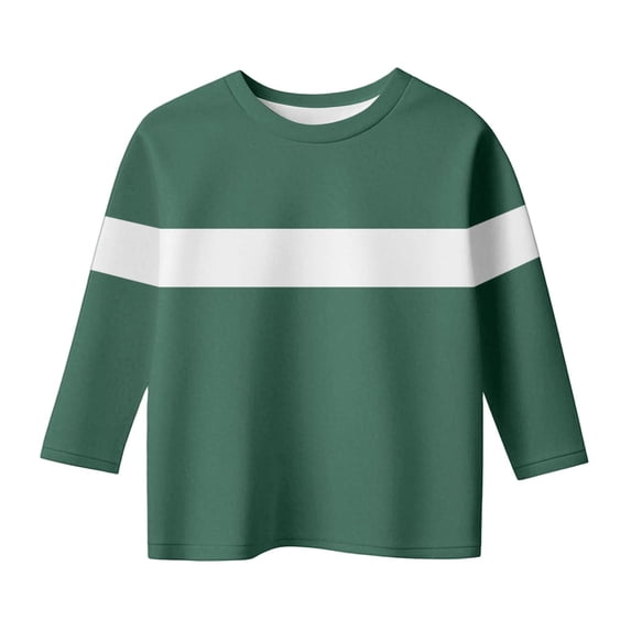 Annhoo Toddler Boys Girls Tops Crewneck Block Color Pullover Spring Summer 3/4 Sleeve Kids Basic Shirt Casual Clothes