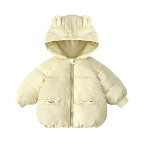 Annhoo Toddler Boys Girls down Coats Winter Padded Long Sleeve Zipper Puffer Jackets Cute Bear Hoods Outwear