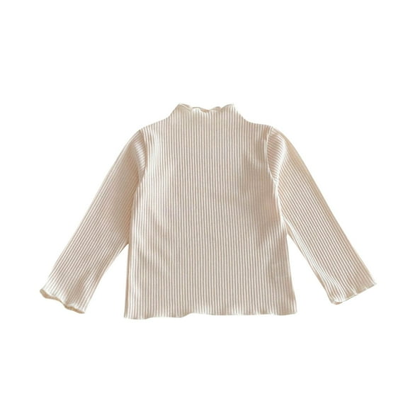 Annhoo Toddler Girls Cotton Shirts Long Sleeve Mock Neck Knitted Tops Basic Fall Winter Kids Bottomins Outfits