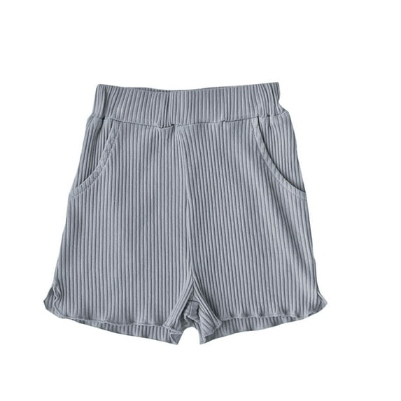 Annhoo Toddler Girls Knitted Shorts Cute Solid Ruffled Trim Ribbed Shorts Summer Casual Elastic Waisted Bottom Shorts