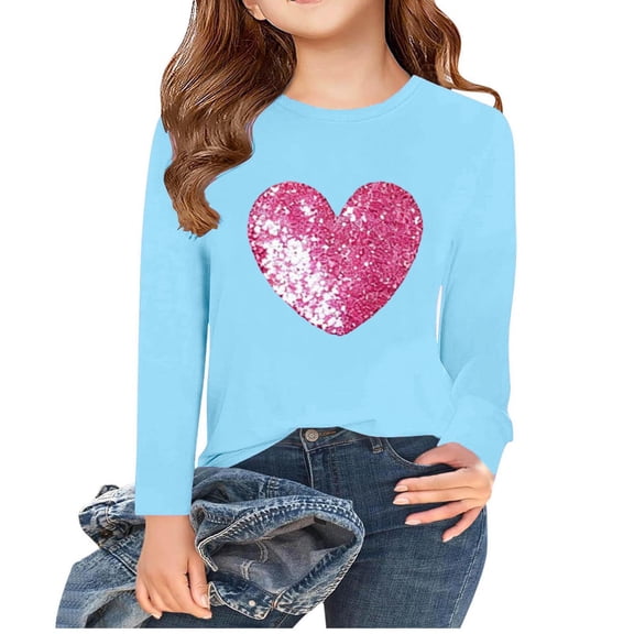 Annhoo Toddler Girls Tops Long Sleeve Crewneck Casual Pullover Valentine's Day Print Shirts Fashion Cute Clothes