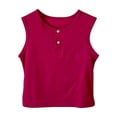 thumbnail image 1 of Annhoo Toddler Kids Summer Tank Tops Cotton Crew Neck Button Sleeveless Shirts Cute Solid Girls Blouses 1-9 Years, 1 of 4