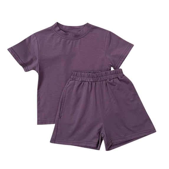 Annhoo Toddler Outfits for Boys Girls Summer Short Sleeve Crewneck T Shirts and Shorts 2 Piece Lounge Children's Sets