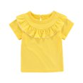 thumbnail image 1 of Annhoo Tops for Toddler Girls Ruffle Crew Neck Short Sleeve Blouses Cute Solid Breathable Trendy Shirts 1-5 Years, 1 of 9