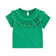 thumbnail image 1 of Annhoo Tops for Toddler Girls Ruffle Crew Neck Short Sleeve Blouses Cute Solid Breathable Trendy Shirts 1-5 Years, 1 of 9