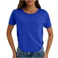 thumbnail image 1 of Annhoo Tops for Women Trendy Short Sleeve Soft Breathable Solid Color Crewneck Crop Shirts Basic Clothes, 1 of 7