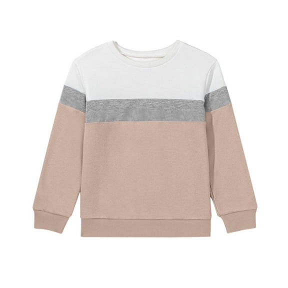 Annhoo Unisex Casual Tops Long Sleeve Crewneck Block Color Lightweight Pullover Boys Shirts Going Out Clothes