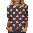 Annhoo Valentine's Day 3/4 Sleeve Shirts for Women Plus Size Casual
