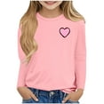 thumbnail image 1 of Annhoo Valentine's Day Shirts for Kids Long Sleeve Crewneck Solid Color Print Graphic Loose Tops Trendy Cute Clothes, 1 of 4